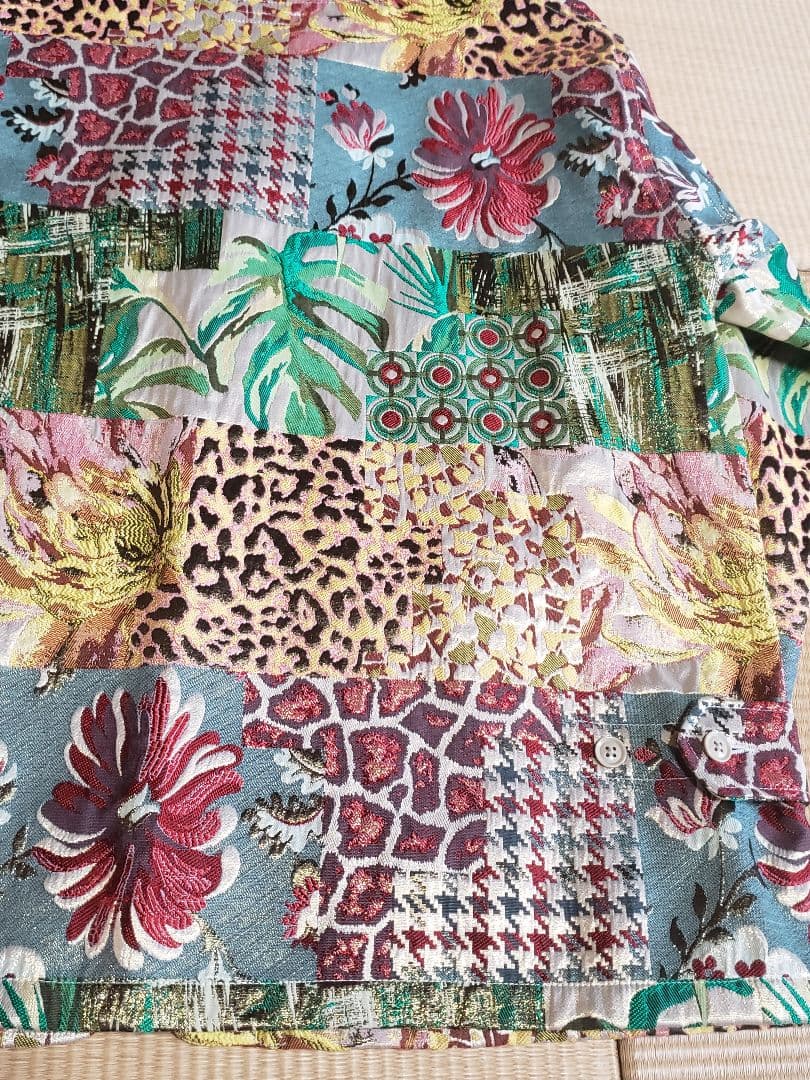 エンジニアードガーメンツ　総柄ノーカラージャケット