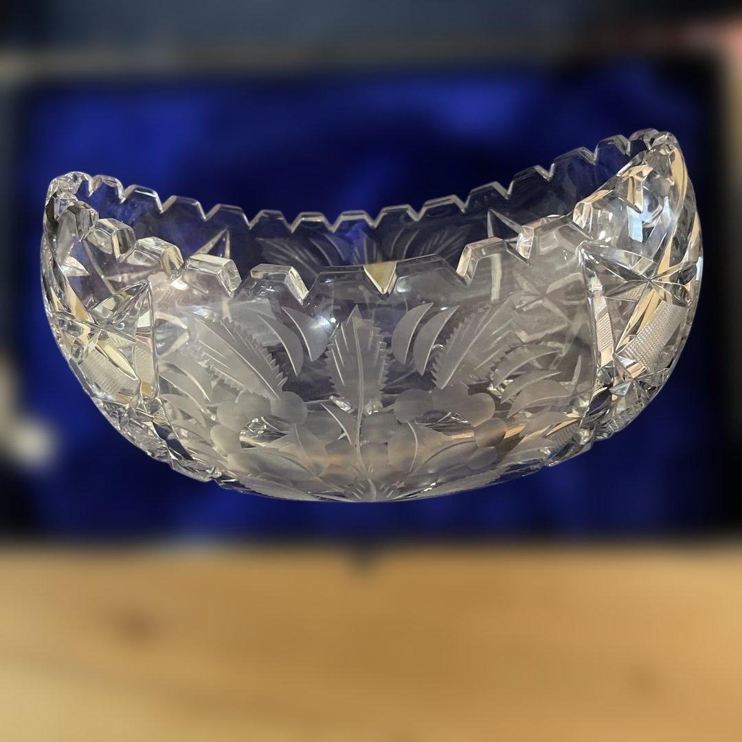 旧東ドイツLAUSITZER ラウジッツァー クリスタルガラス 薔薇 ボウル旧