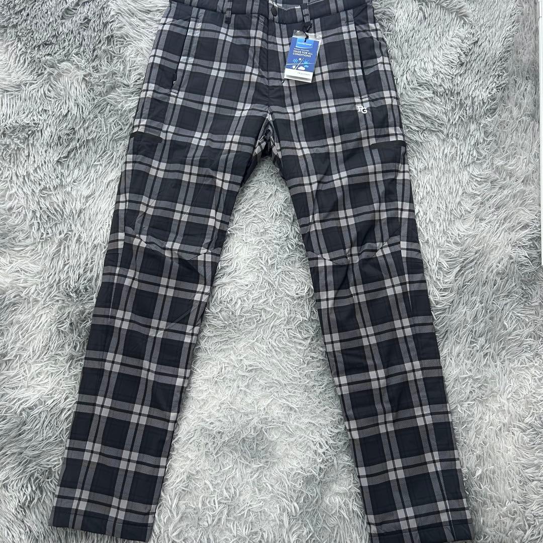 新品　パーリーゲイツ　パンツ　中綿　ストレッチ　防寒　チェック柄　グレー　5