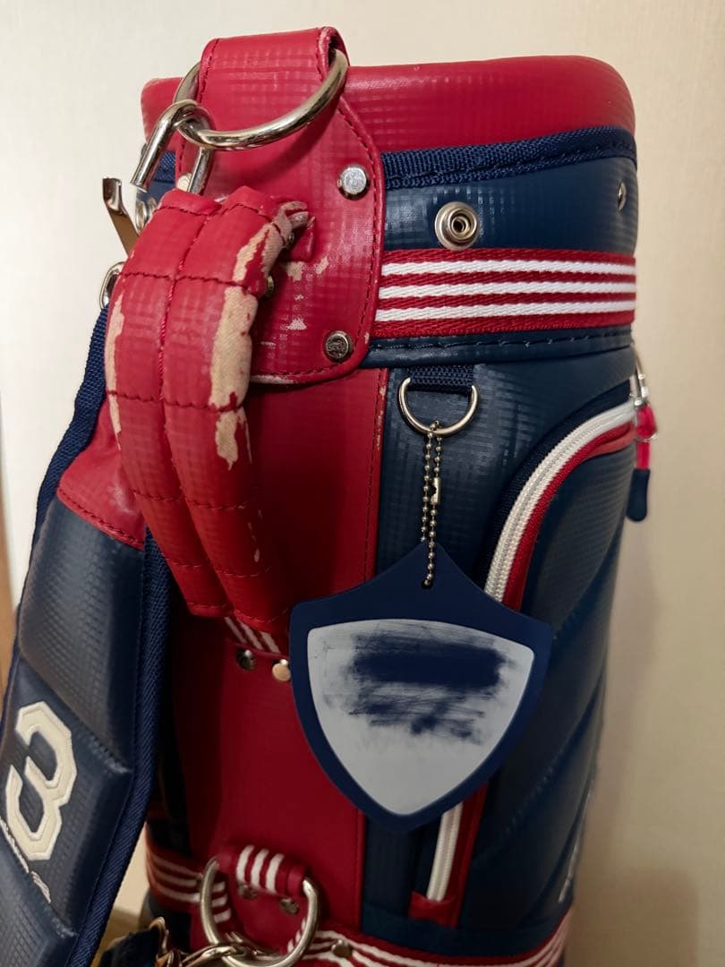 【adidas】キャディバッグ ゴルフバッグ ネイビー×レッド