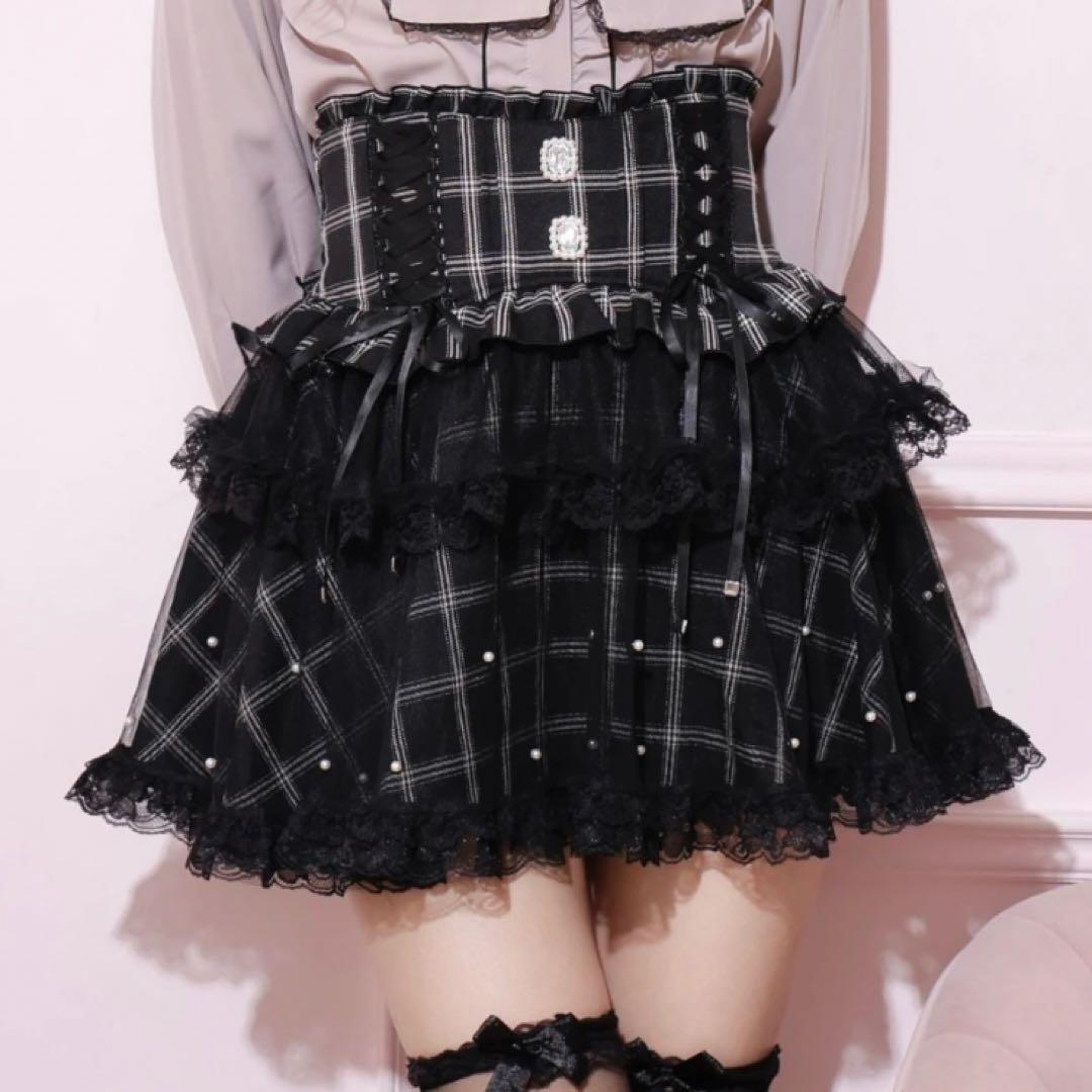 地雷 マーズ フリル 十字架ブラウス ノエミー チェック スカパン セットアップ