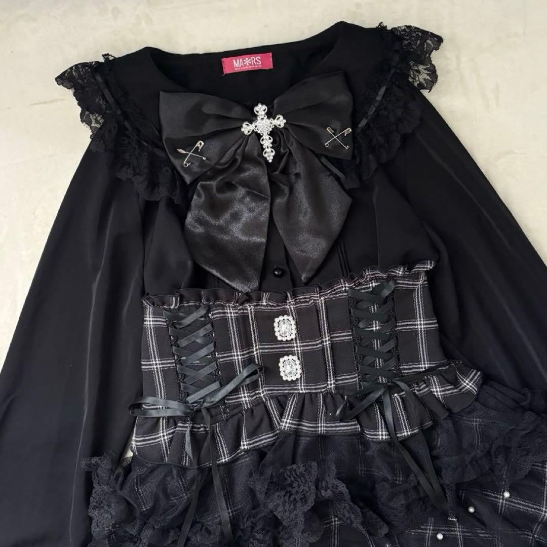 地雷 マーズ フリル 十字架ブラウス ノエミー チェック スカパン セットアップ