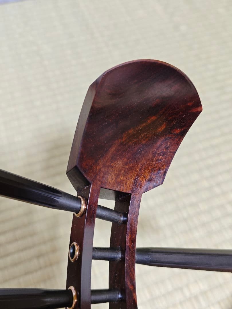 三味線 バチ、駒付き 紅木 皮破れ無し