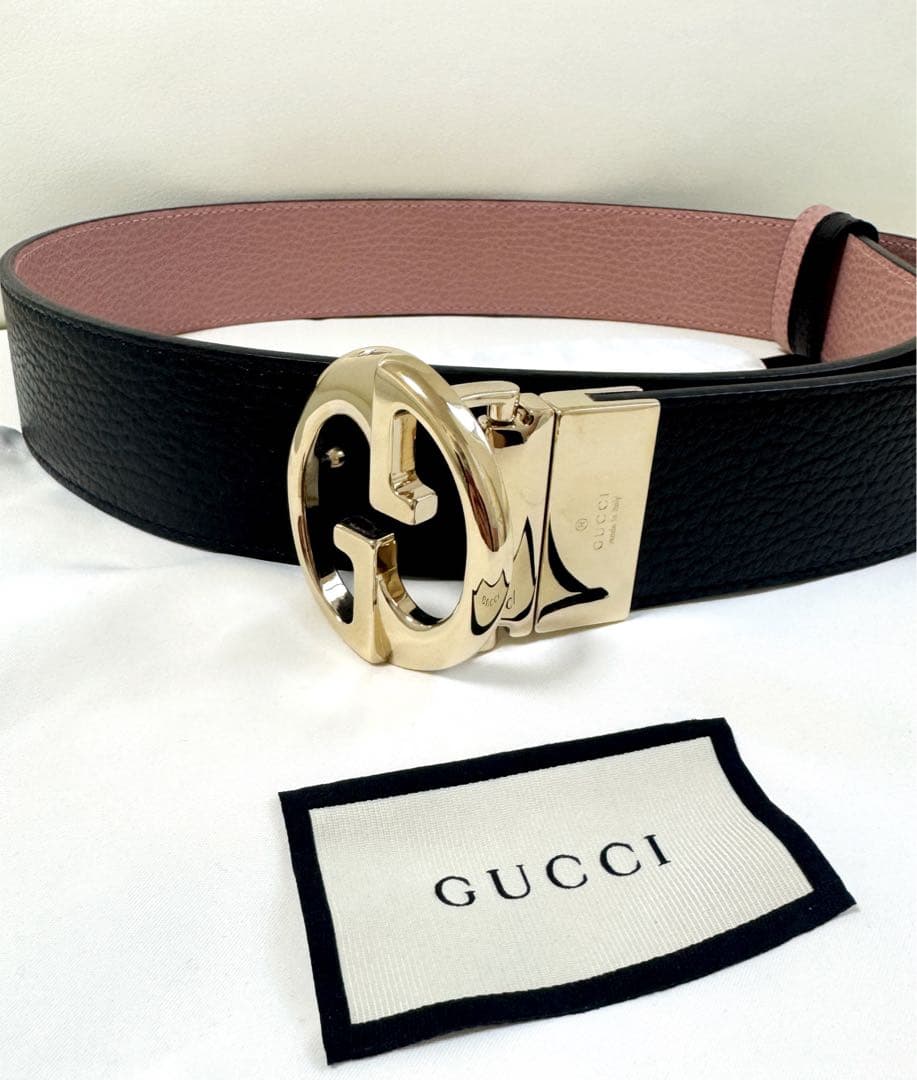 ◇美品◇GUCCI リバーシブルレザーベルト ピンク ブラック