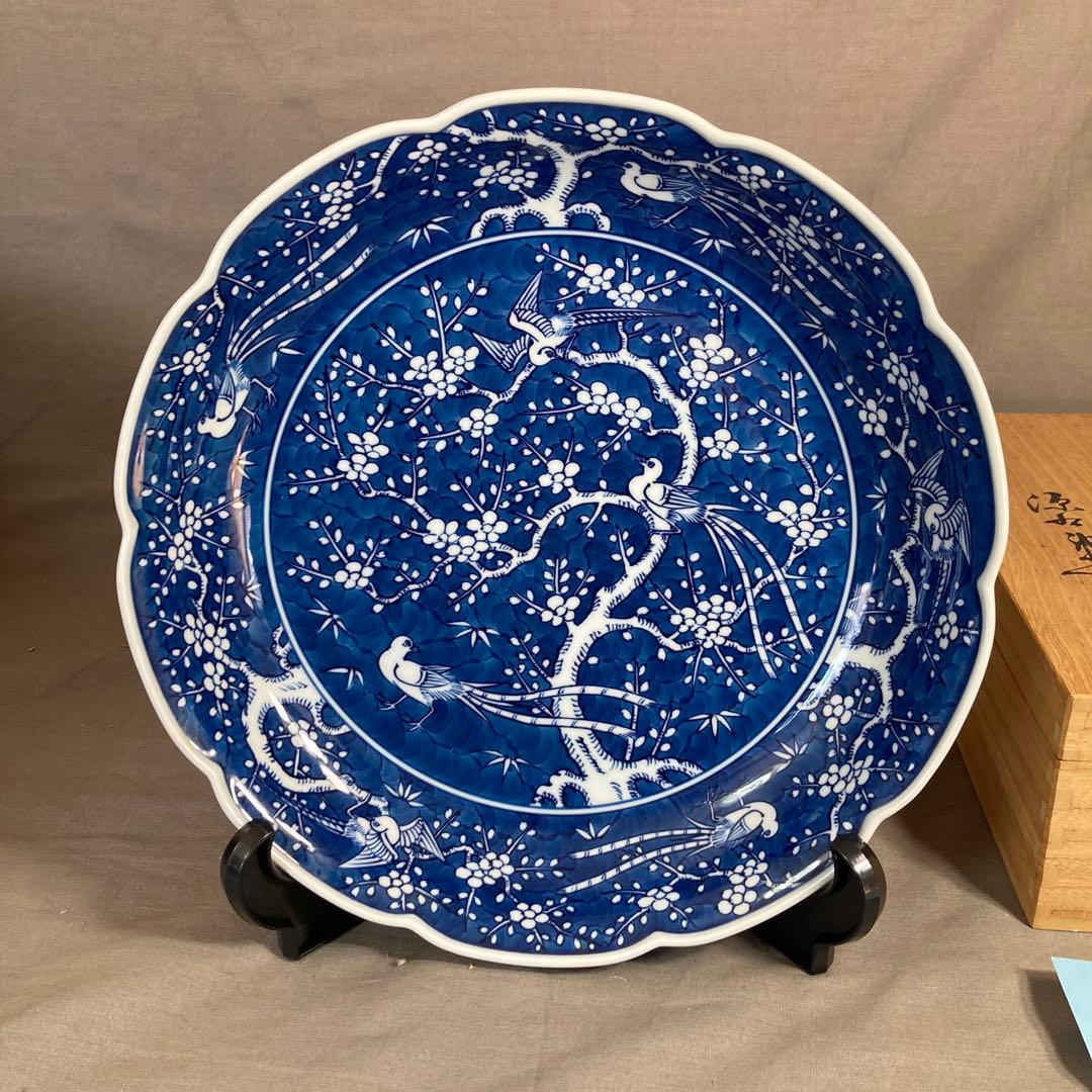 源右衛門】古伊万里の伝統 日本の名窯 舘林源右衛門作 祥瑞手梅鳥文 大