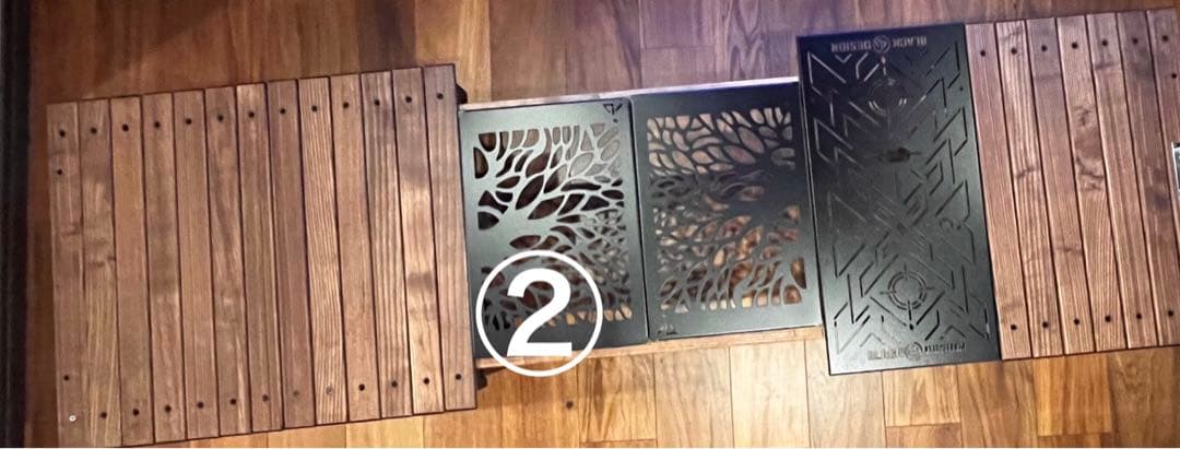 BLACK DESIGN 方舟テーブル+アイアンプレート　アウトドアテーブル