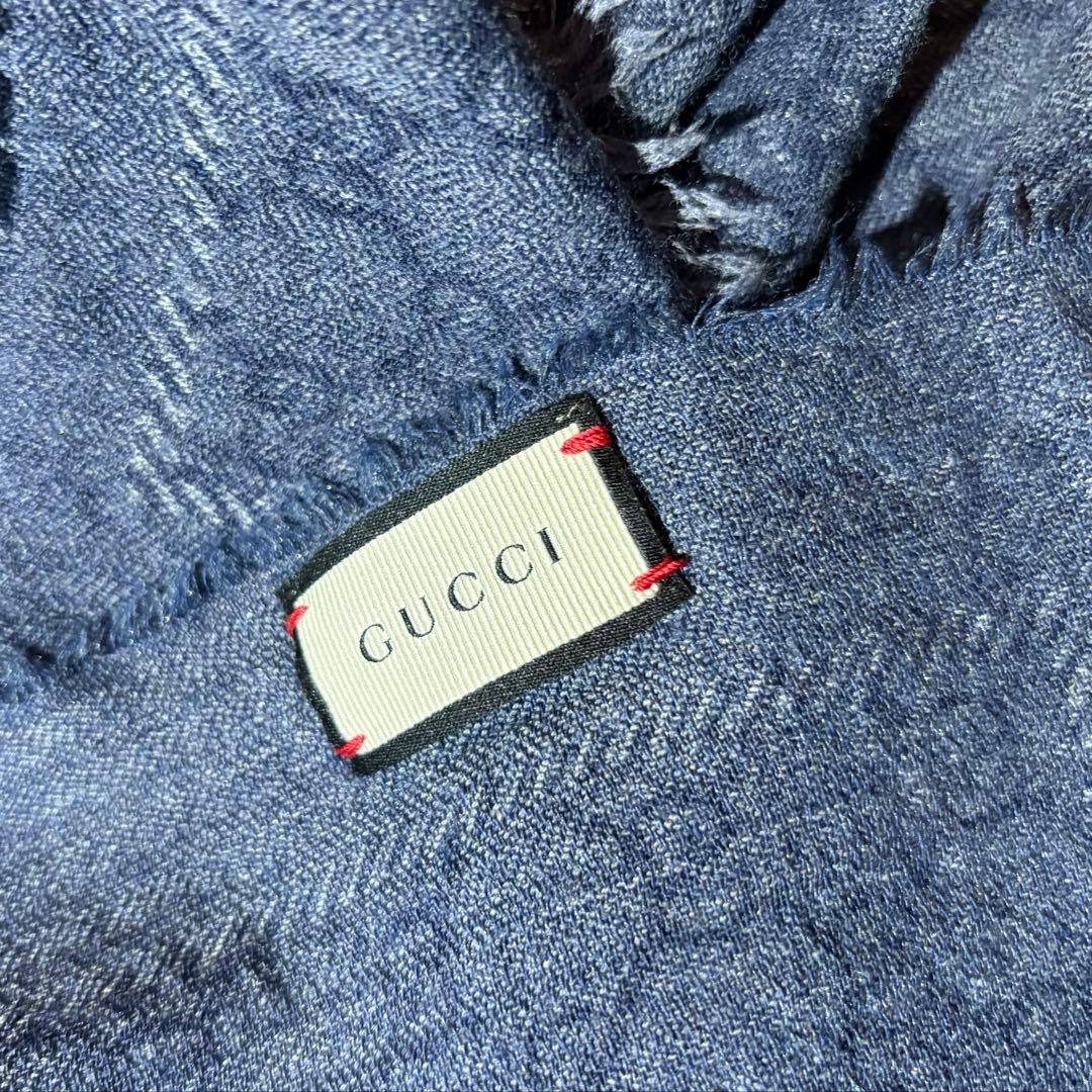 GUCCI GGパターン ストール マフラー　ブルー303