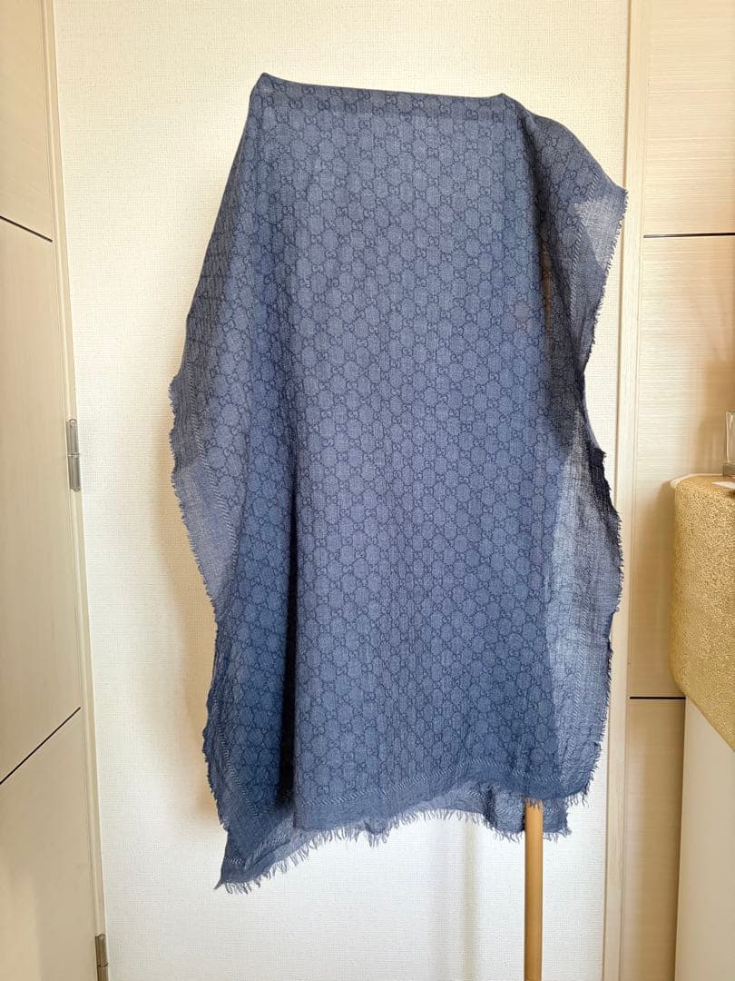 GUCCI GGパターン ストール マフラー　ブルー303