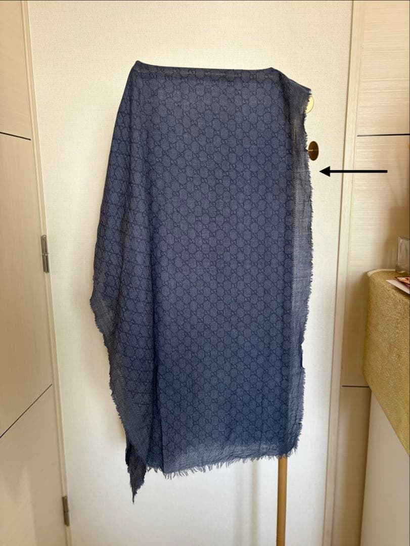 GUCCI GGパターン ストール マフラー　ブルー303