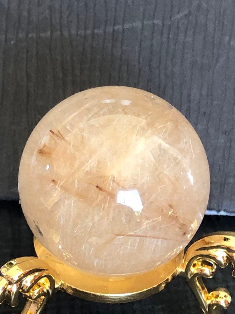 ❤️ ✳金運アップ レア　35.5mm ゴールド　ルチルクォーツ 丸玉（75）