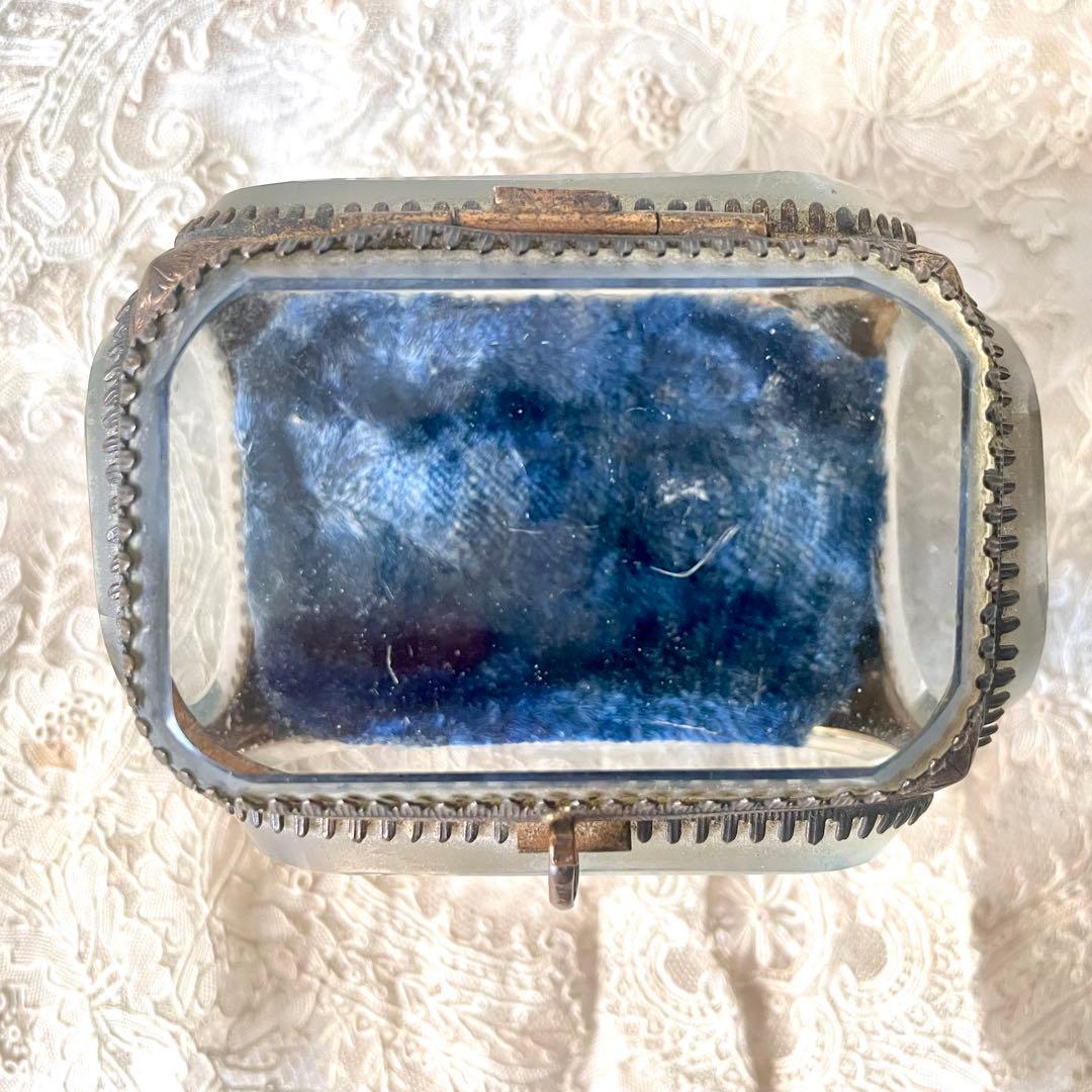 ベベルガラスジュエリーボックス　アクセサリーケース　フランスアンティーク