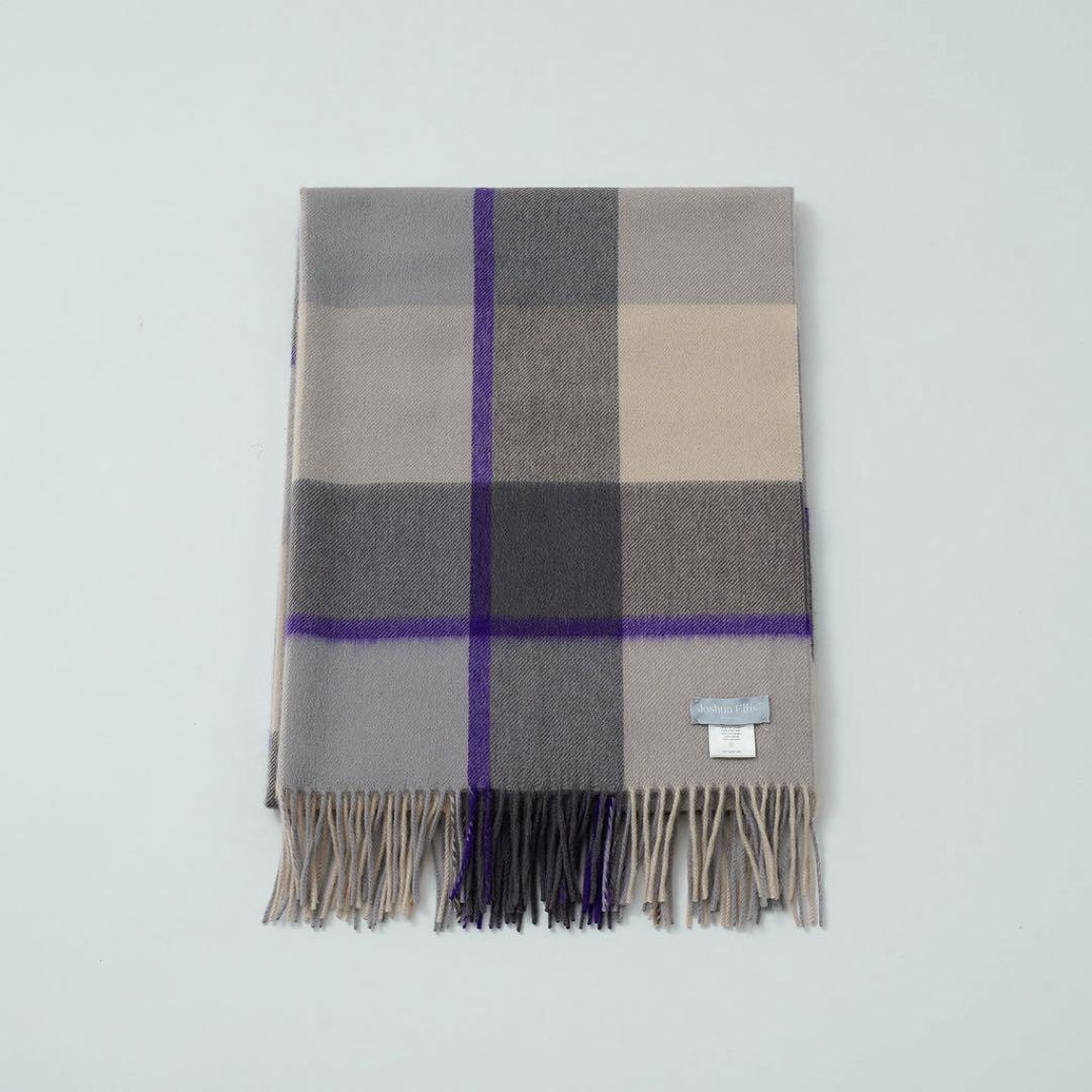 Joshua Ellis 24AW 3カラーブロックチェック 大判ストール