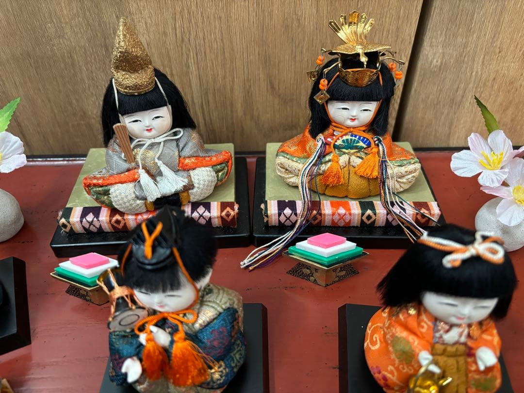 雛人形 木目込み十五人揃え 古め 十五人飾りの木目込雛