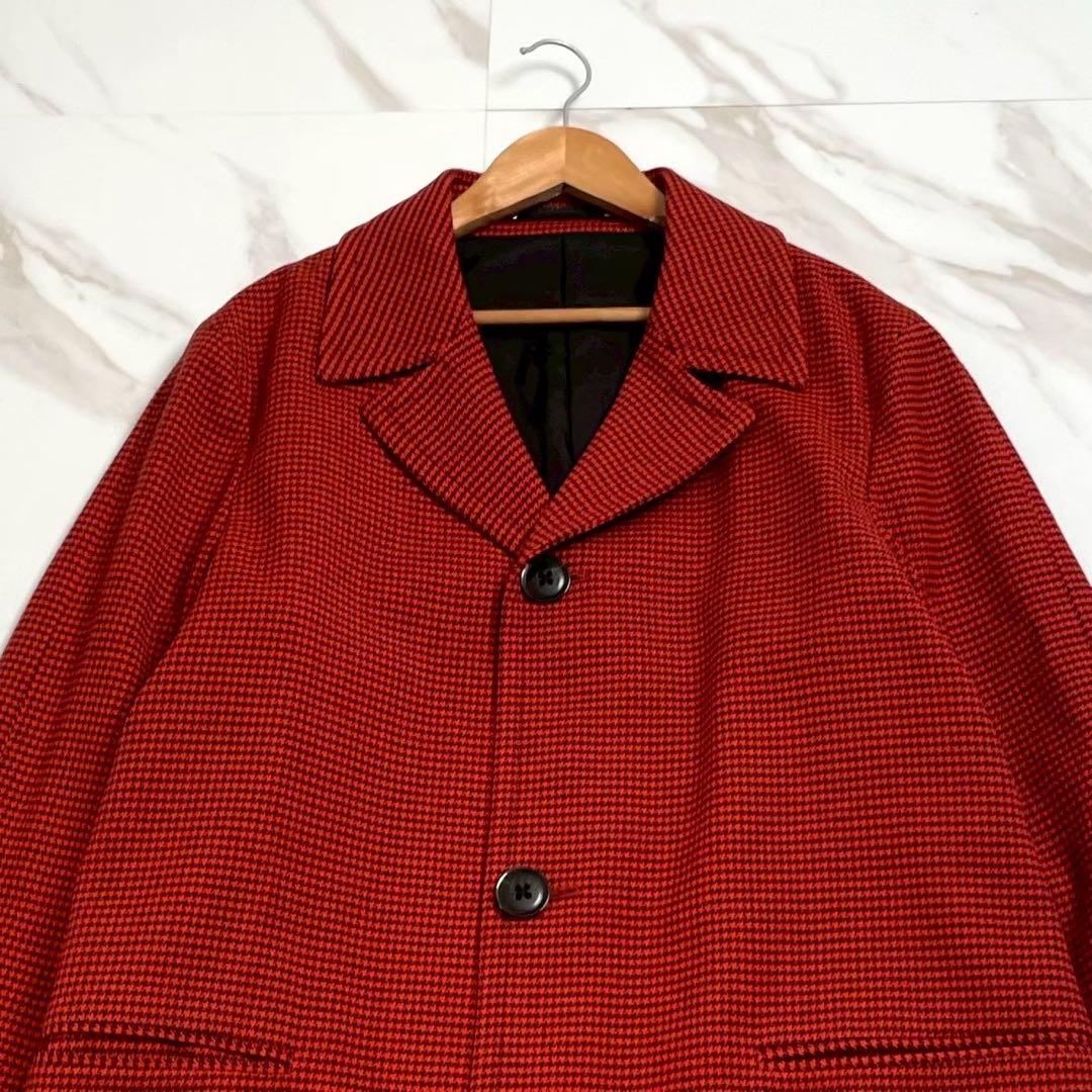 極美品 ポールスミス 現行タグ チェスターコート 赤 ハーフ丈 千鳥格子