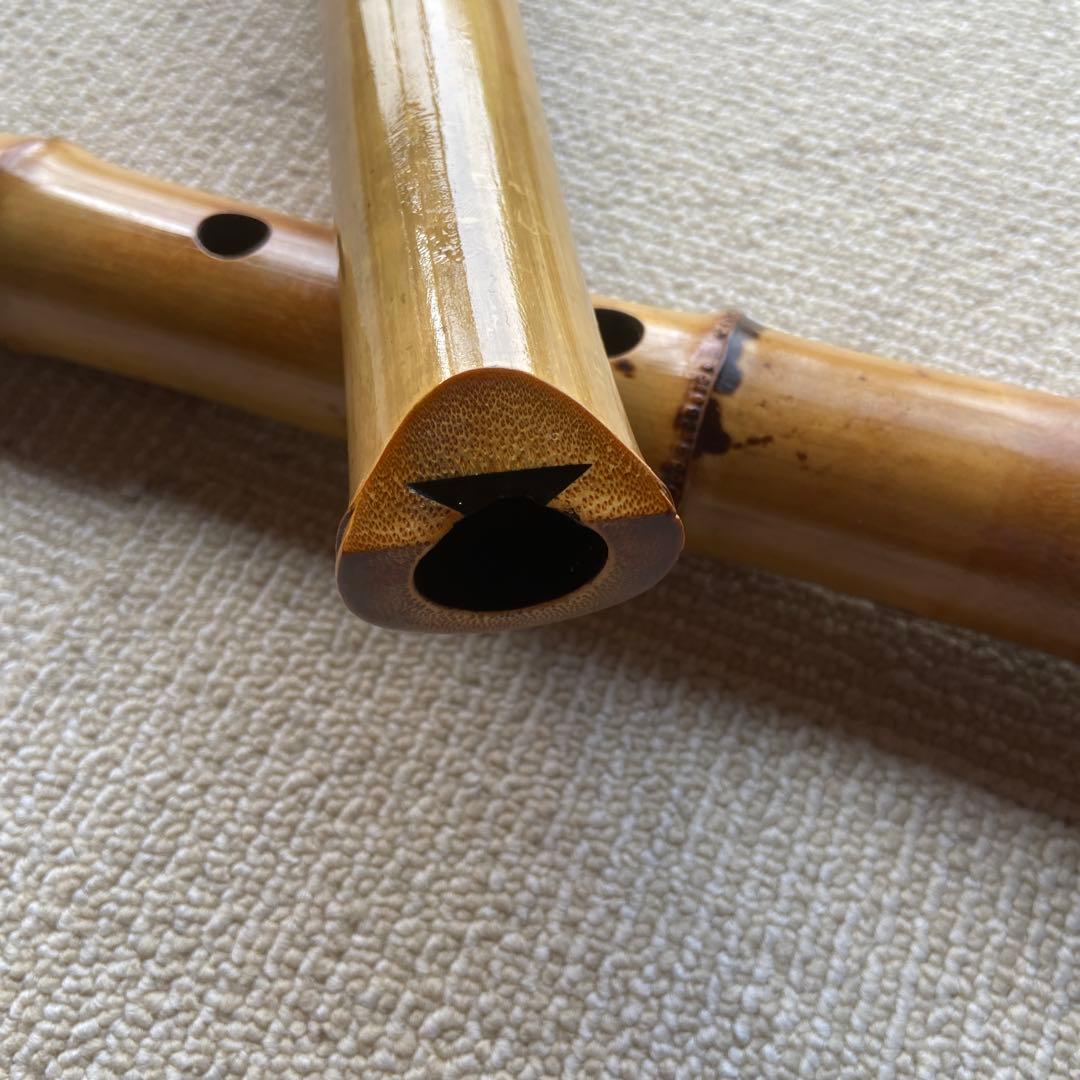 220尺八 ニ尺管　胡童銘自然な竹の色