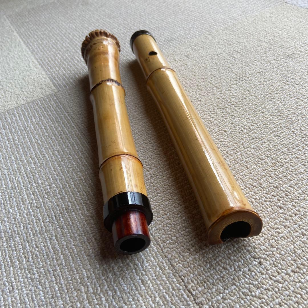 220尺八 ニ尺管　胡童銘自然な竹の色