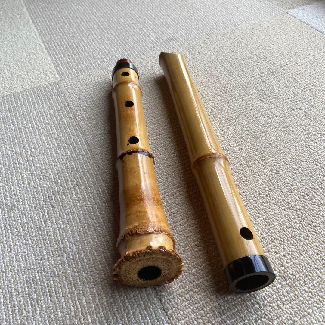 220尺八 ニ尺管　胡童銘自然な竹の色