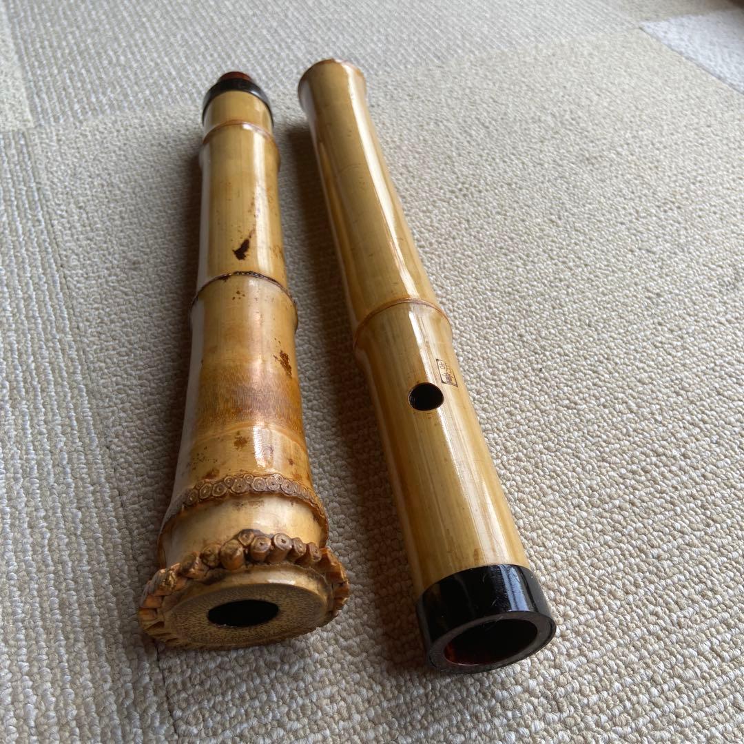 220尺八 ニ尺管　胡童銘自然な竹の色