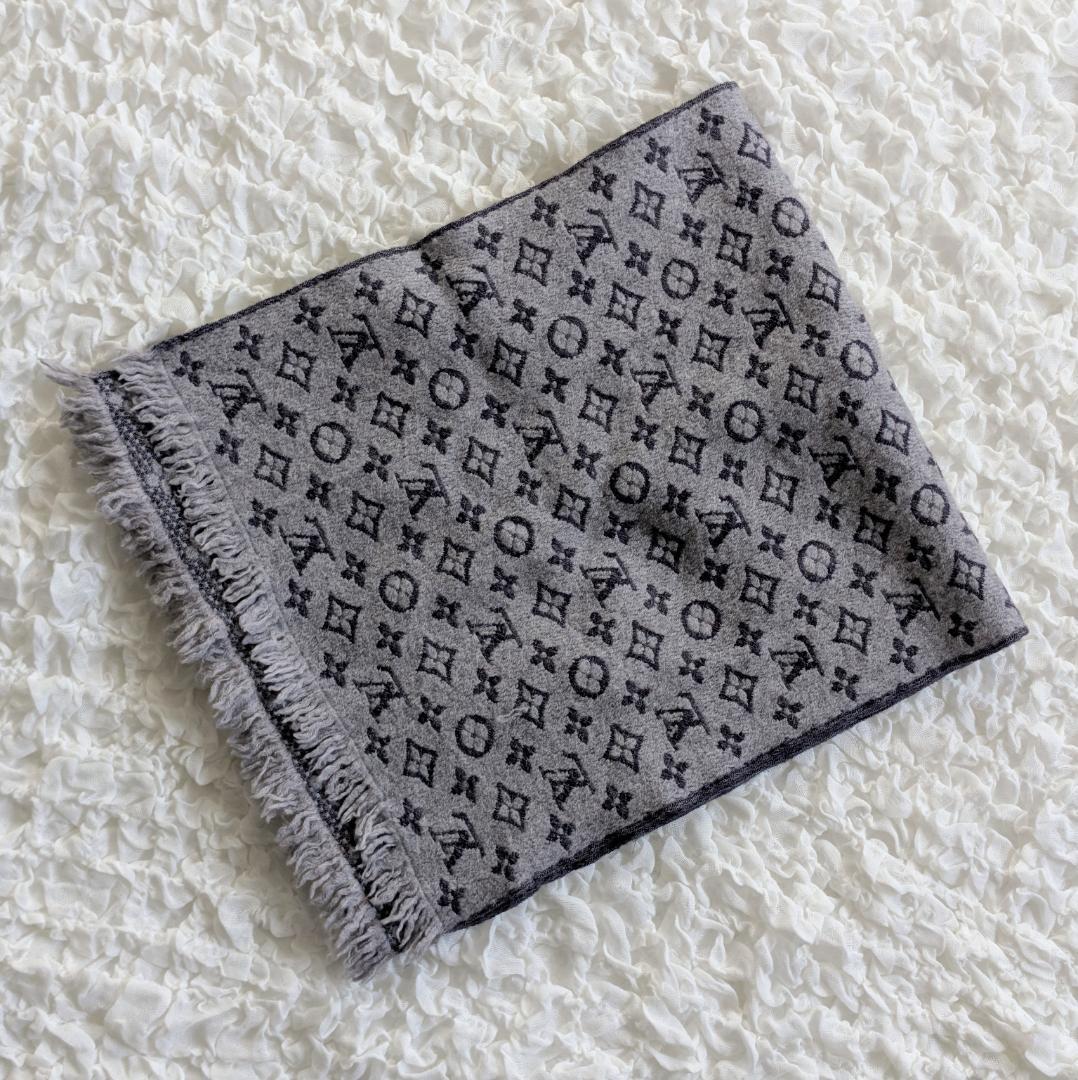 ルイヴィトン エシャルプ モノグラム クラシック マフラー グレー系 コットン