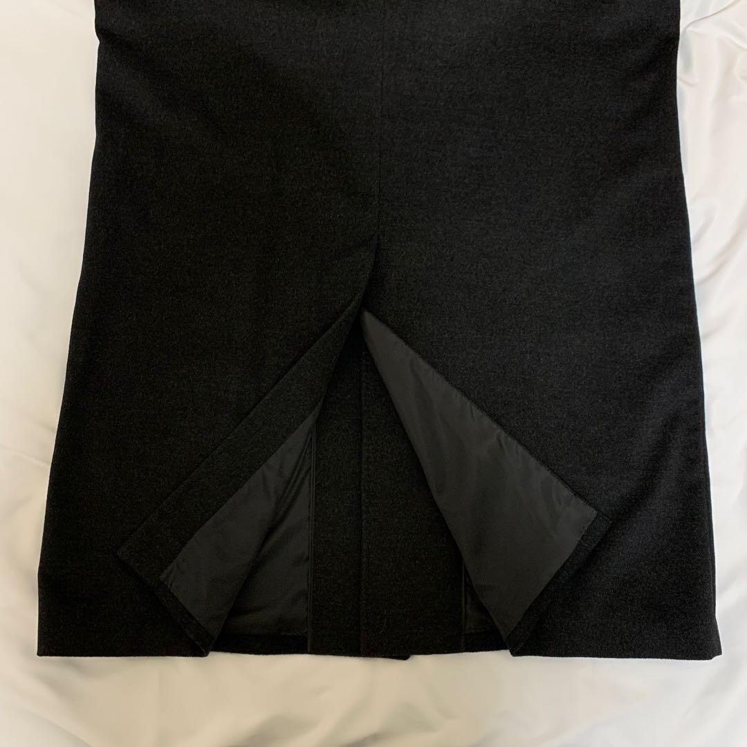 マキシ丈ステンカラーコート　ブラック　ウール生地+カシミヤ混　超ロング丈