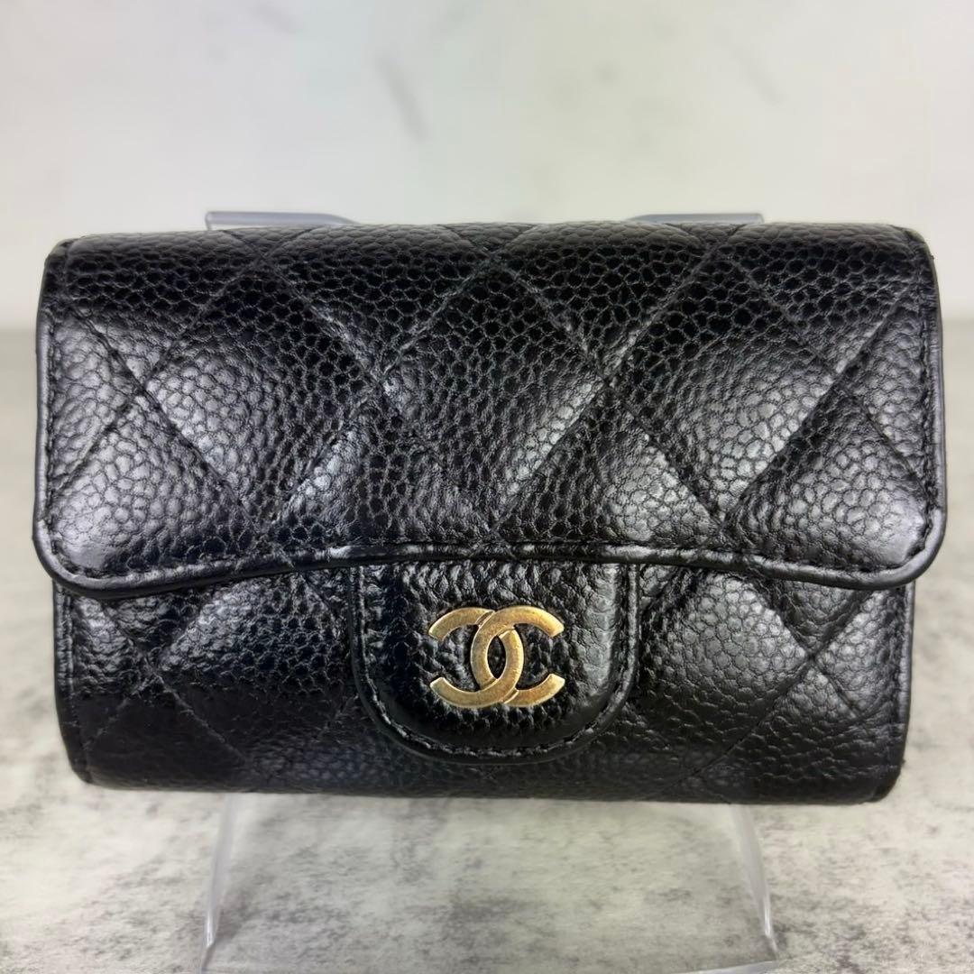 CHANEL キーリング　キーケース　マトラッセ　キャビアスキン　カードケース