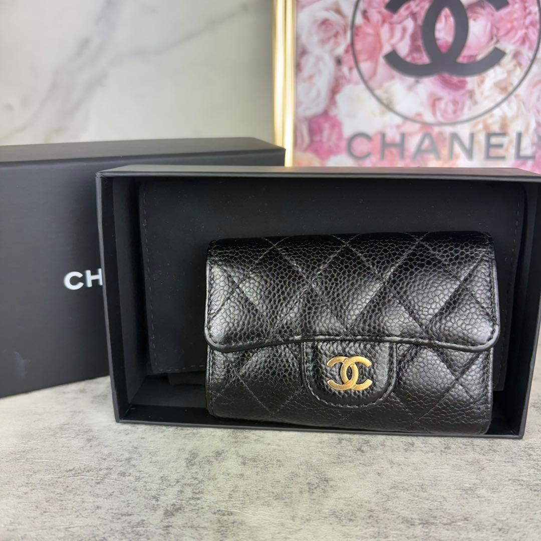 CHANEL キーリング　キーケース　マトラッセ　キャビアスキン　カードケース