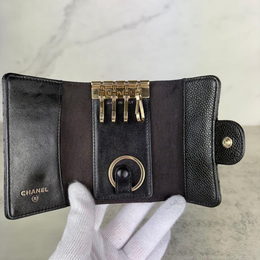 CHANEL キーリング　キーケース　マトラッセ　キャビアスキン　カードケース