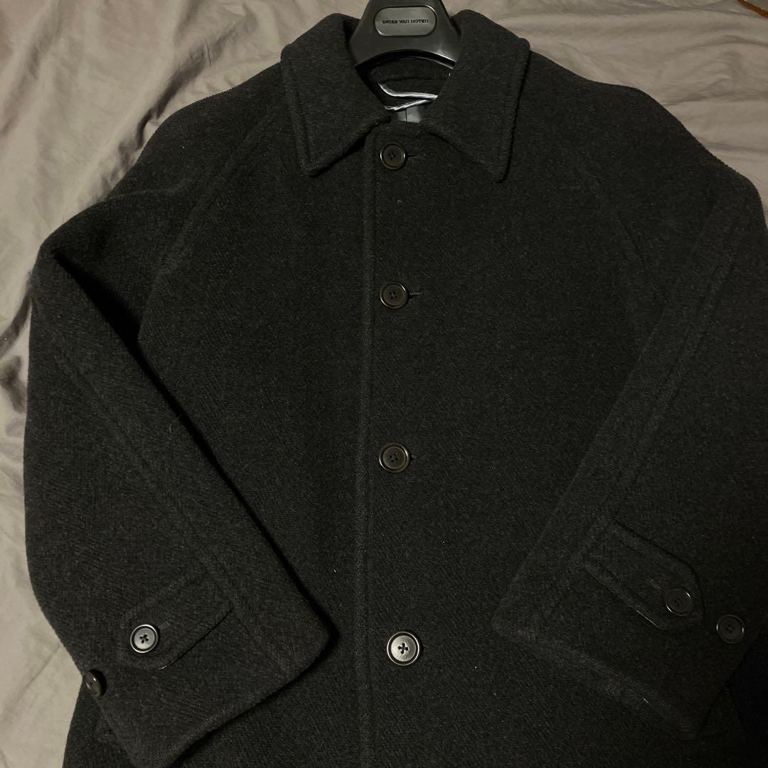 MOORBROOK製生地トゥモローランドバルマカーンコートチャコールグレー46