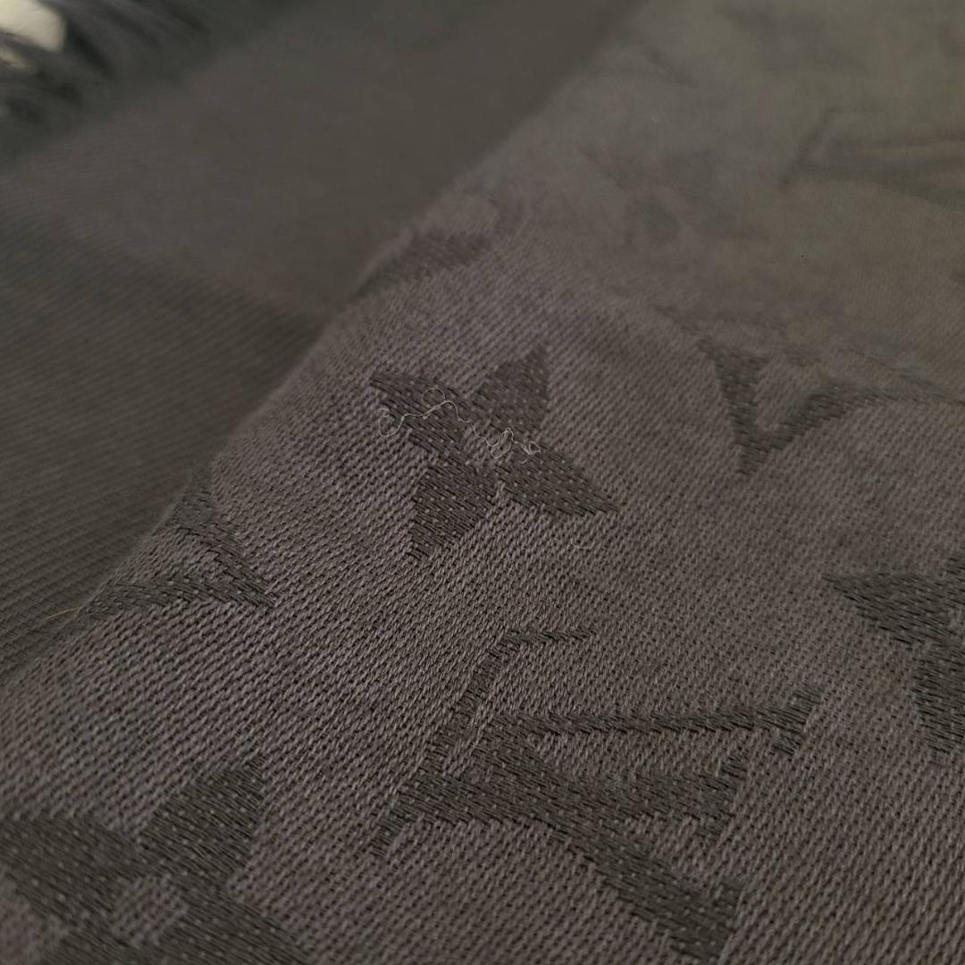 鑑定済】ルイ・ヴィトン モノグラム 大判ストール ブラック系 シルク