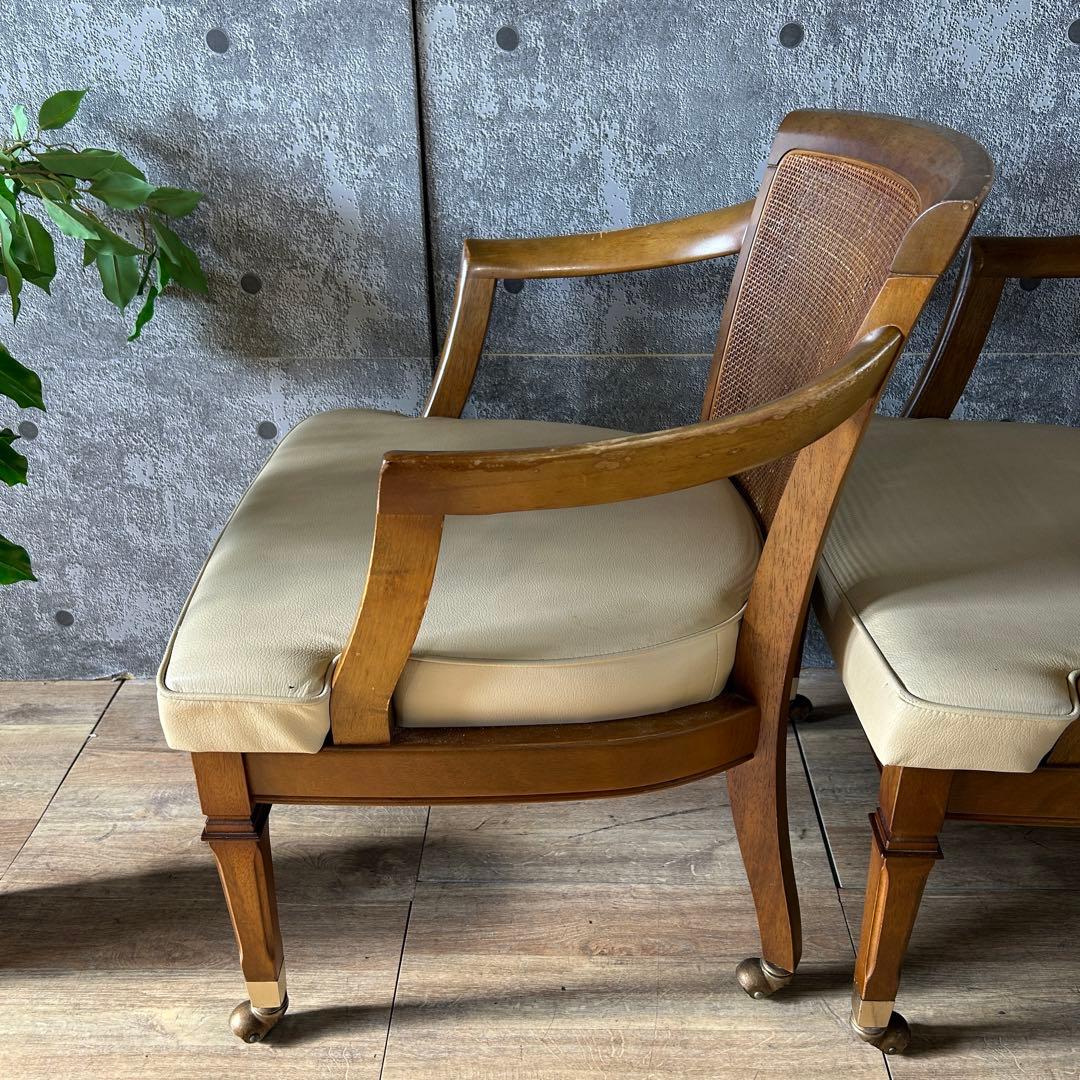 ꧁マルニ木工 maruni꧂地中海シリーズ キャスター付ダイニングチェア2脚