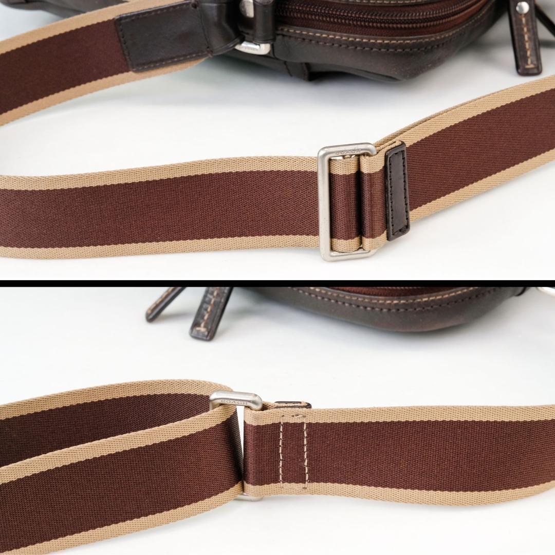 COACH ショルダーバッグ レザー クロスボディ 斜め掛け ヘリテージ 茶色