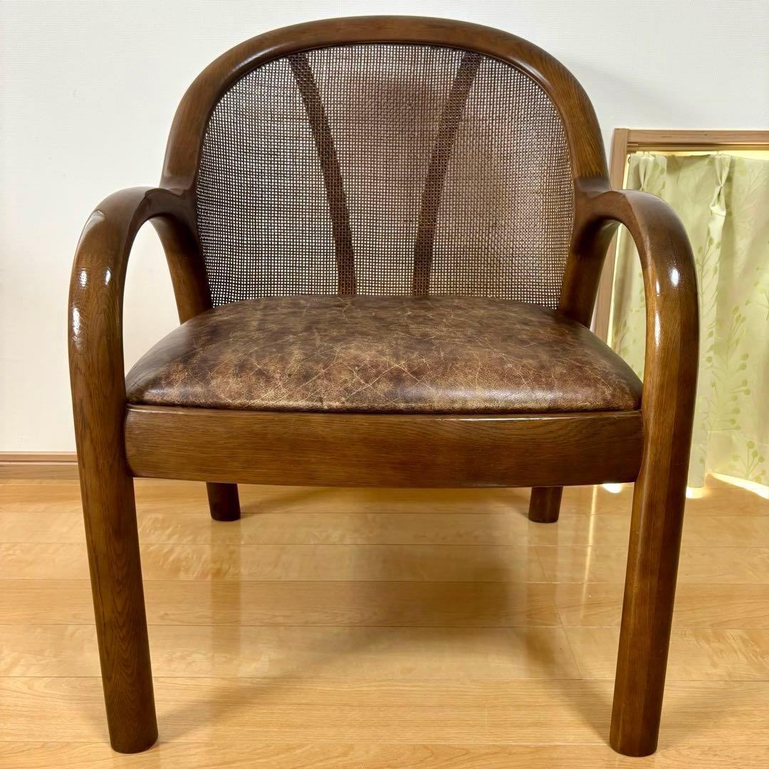 karimoku カリモク 籐 ラタン 木製 ダイニングチェア 昭和レトロ