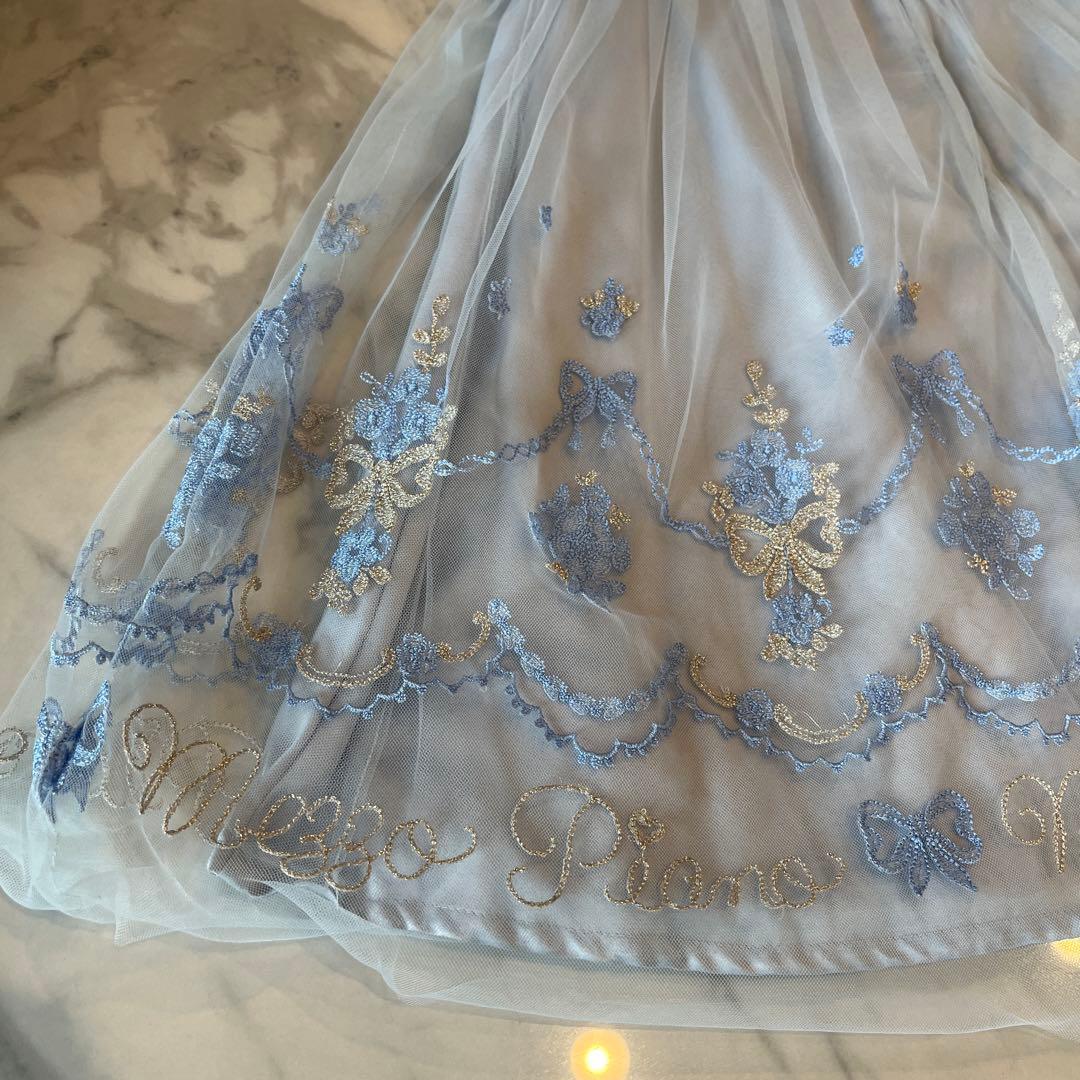 ライトブルー 刺繍入りドレス 120cm