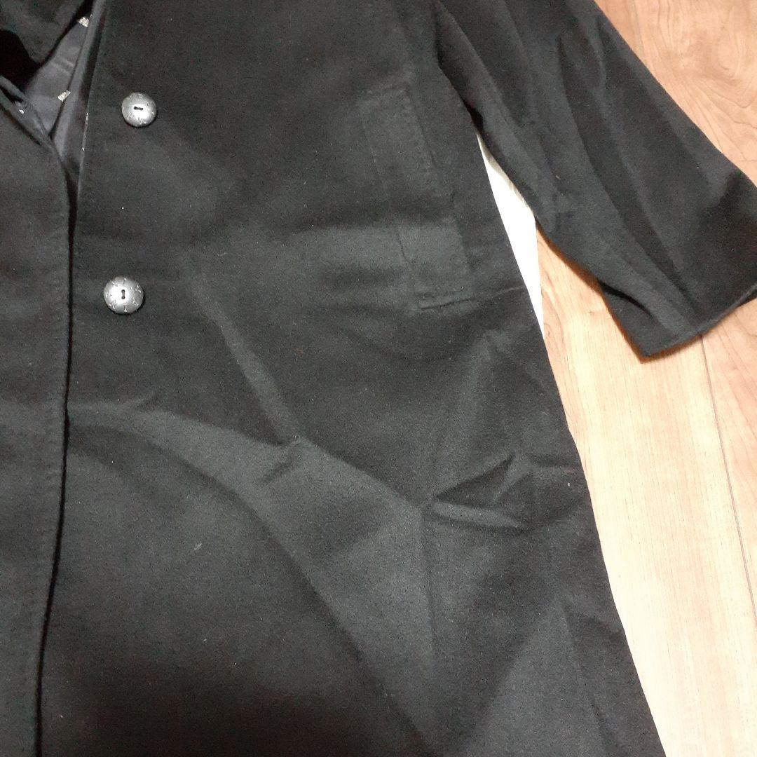 BALMAIN ロングコート ファー付き、色ブラック、　サイズ９