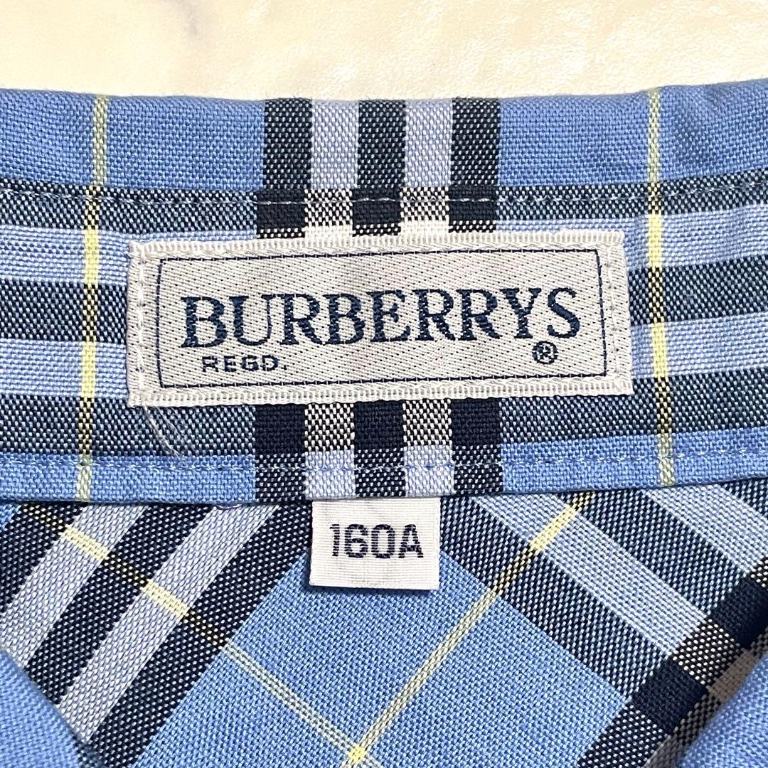 バーバリーズ ノバチェック シャツワンピース ブルー 水色 160 半袖 ベルト