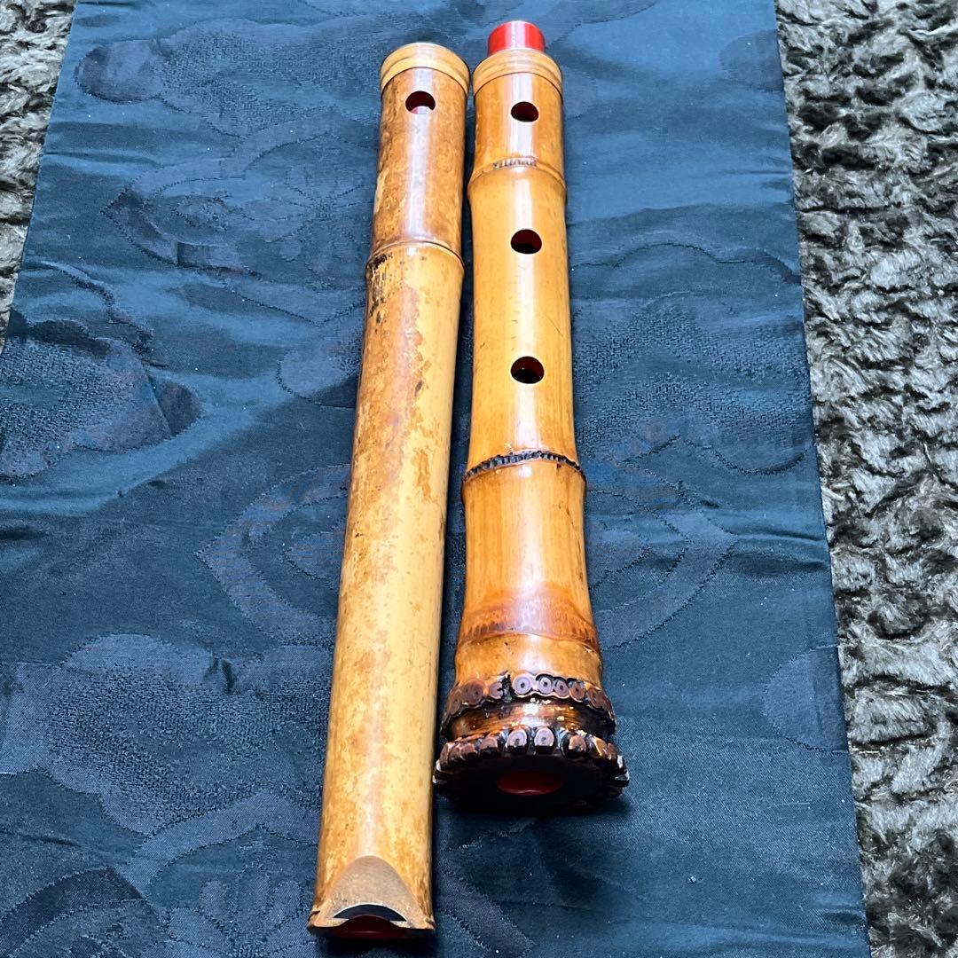 尺八 都山流 在銘 二印 中継ぎ緩み無し 籐巻き 銀一線 【音出し確認済み】