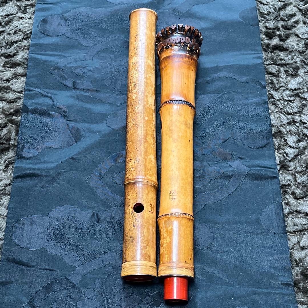 尺八 都山流 在銘 二印 中継ぎ緩み無し 籐巻き 銀一線 【音出し確認済み】