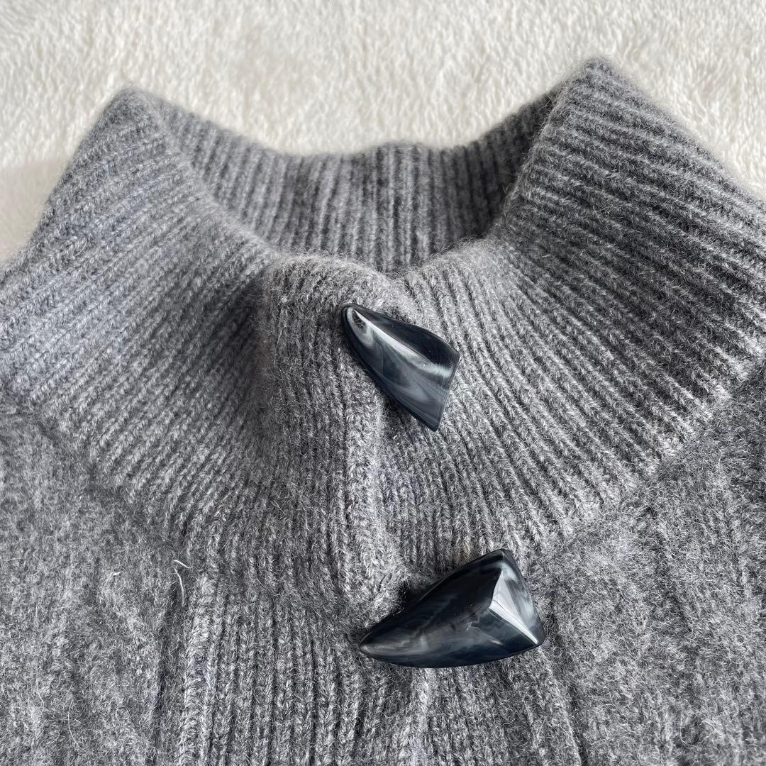 カシミヤ100% レリアン ポンチョ 11サイズ フリー グレー ケーブル
