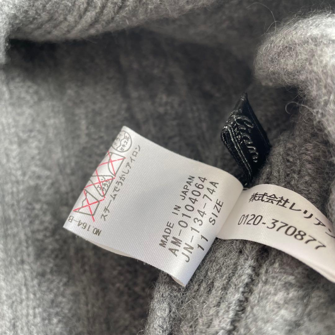 カシミヤ100% レリアン ポンチョ 11サイズ フリー グレー ケーブル