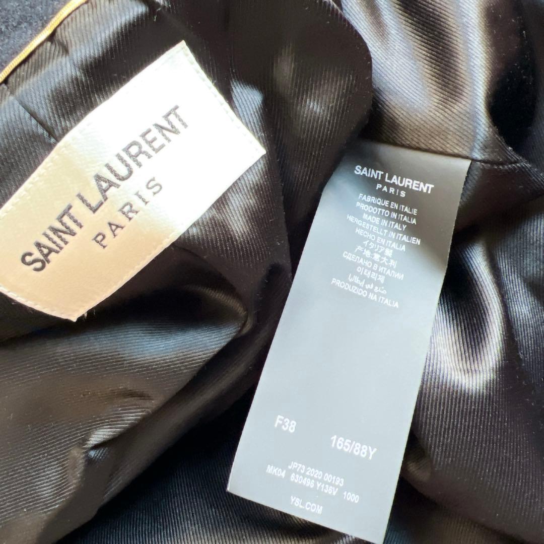 美品　サンローラン パリ カシミアブレンド ロング　トレンチ　コート ブラック