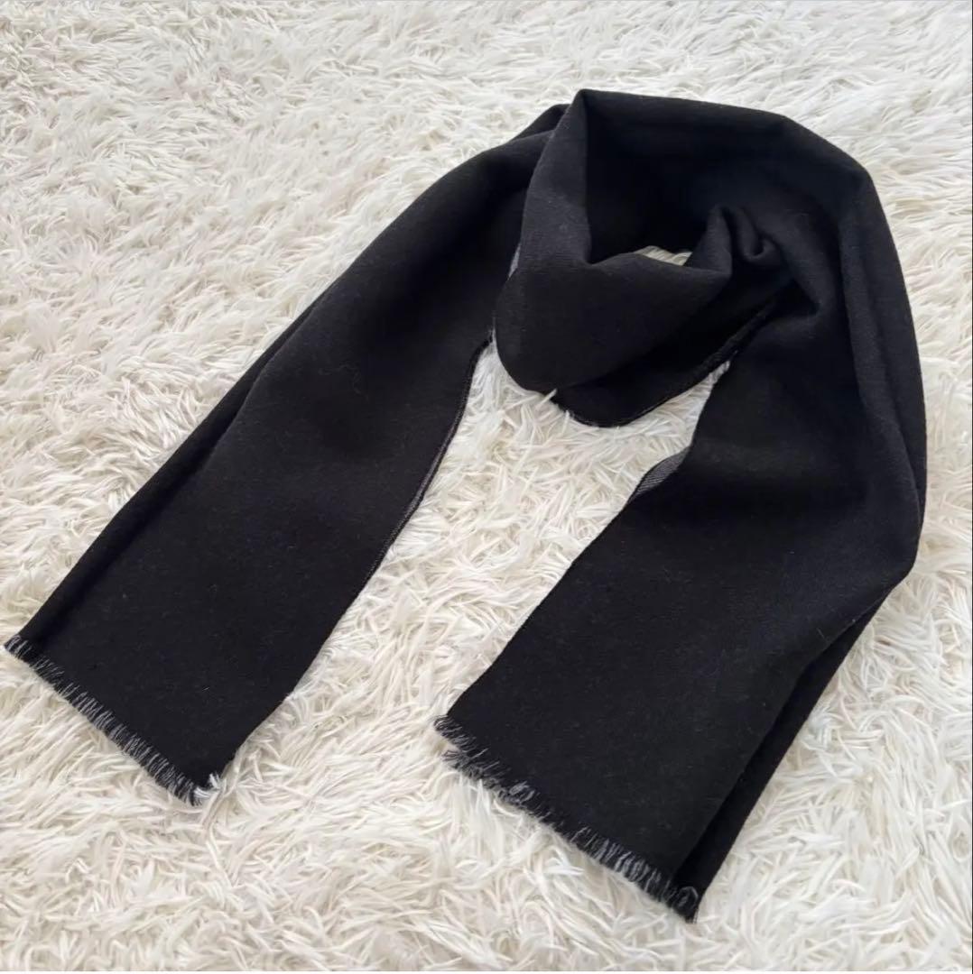 GUCCI グッチ GG リバーシブル ウール マフラー グレー ブラック