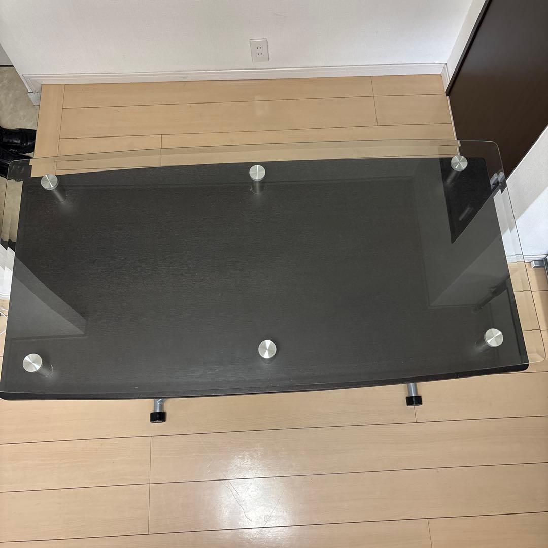 昇降デスク　二重天板　ガラストップ