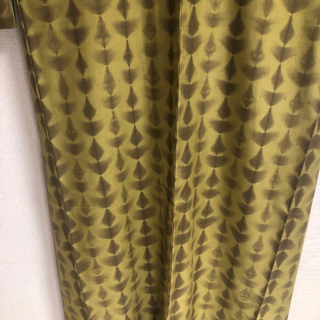 未使用 トールサイズ】絞 青海紋 作家物 結城紬 袷 裄丈70.5 身丈170