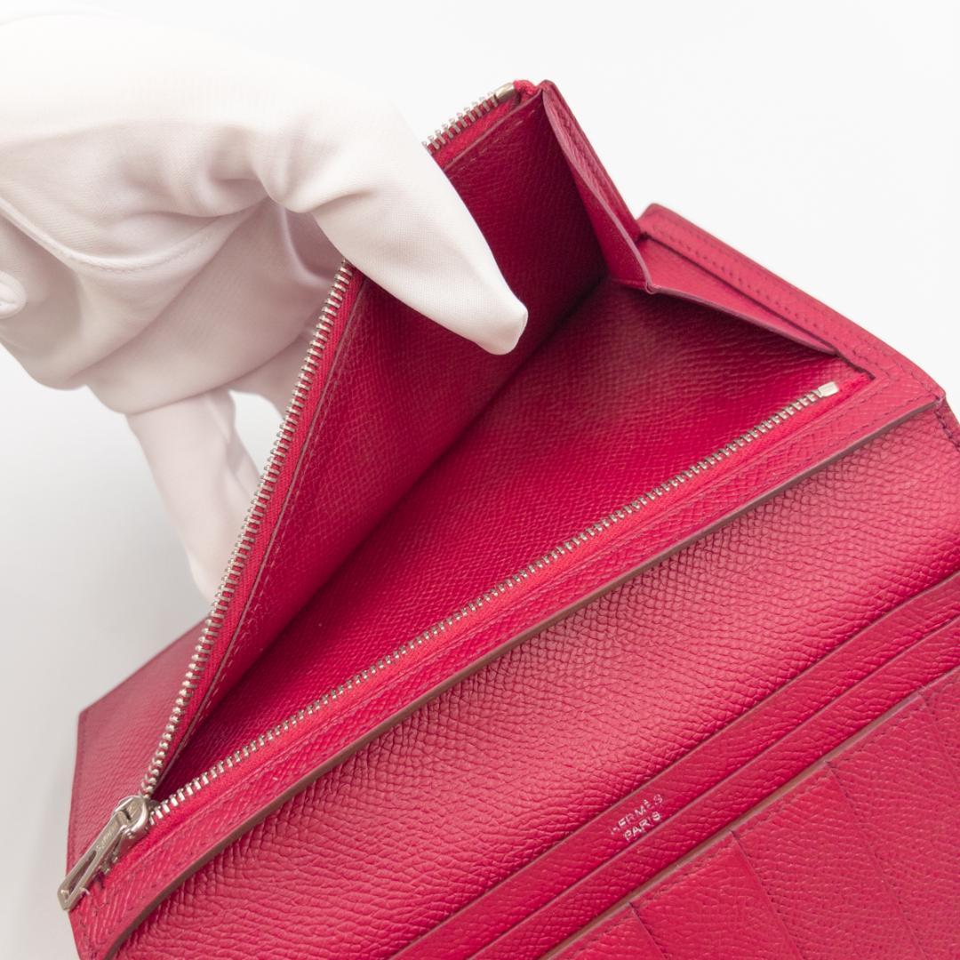 HERMES エルメス ベアンスフレ ヴォーエプソン長財布 ボルドー 刻印□N