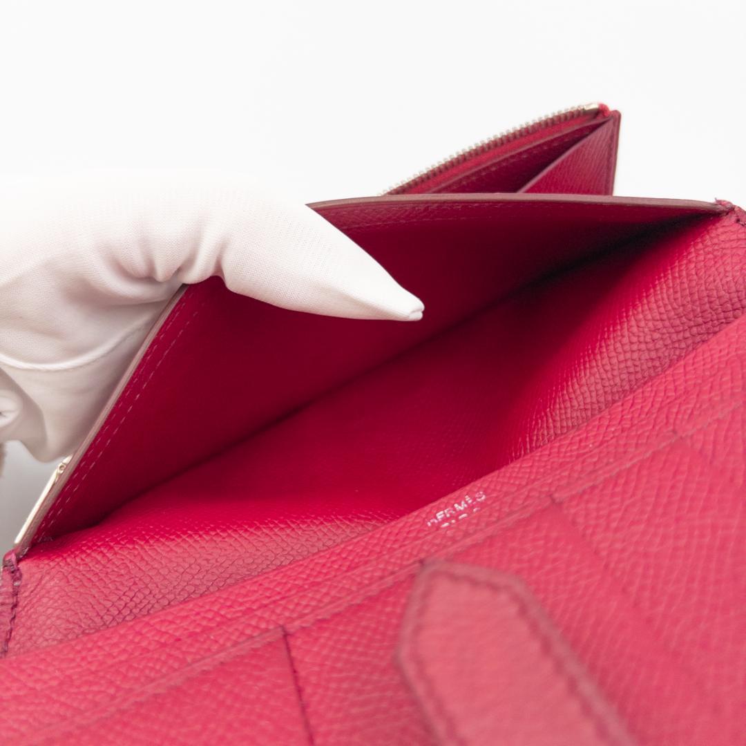 HERMES エルメス ベアンスフレ ヴォーエプソン長財布 ボルドー 刻印□N