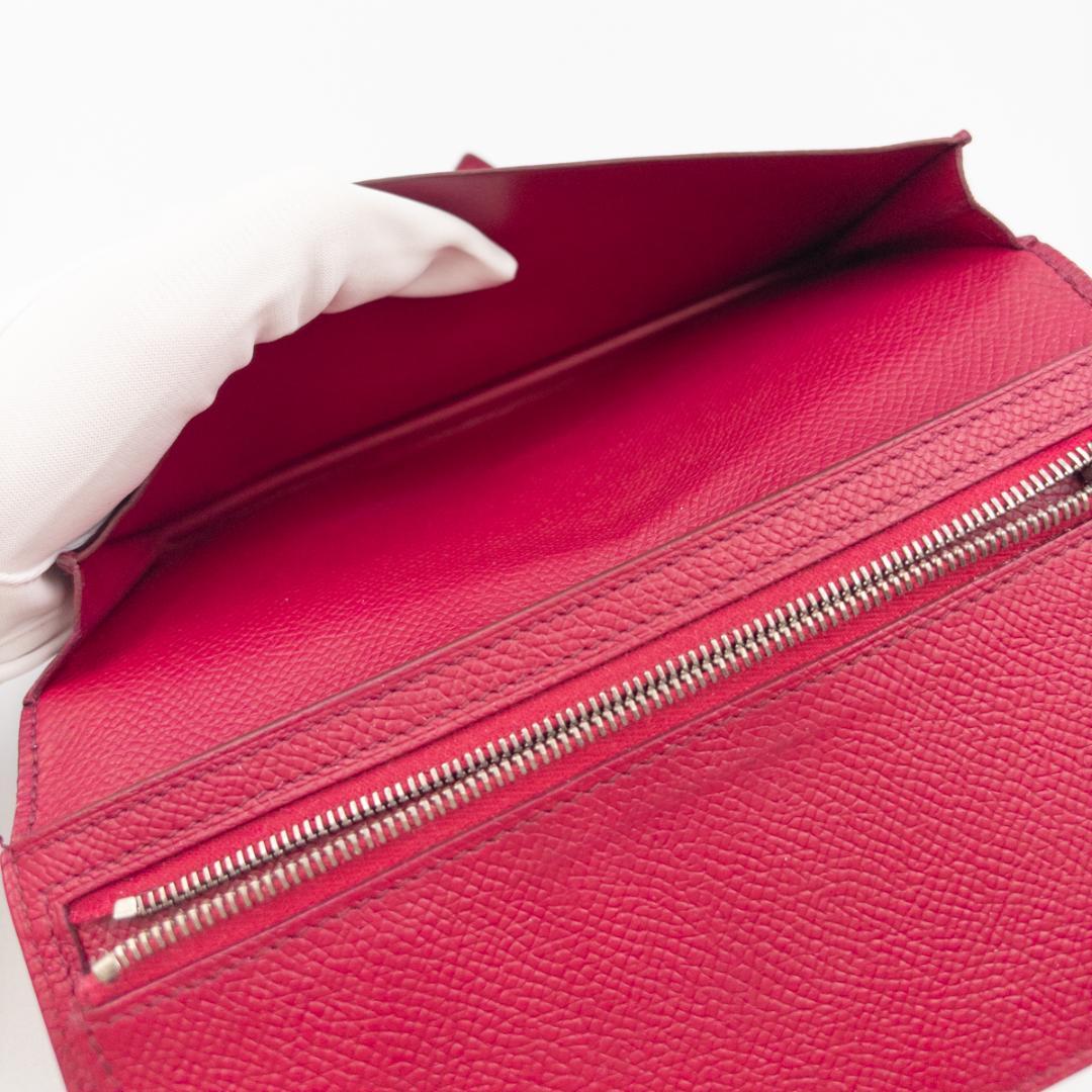 HERMES エルメス ベアンスフレ ヴォーエプソン長財布 ボルドー 刻印□N