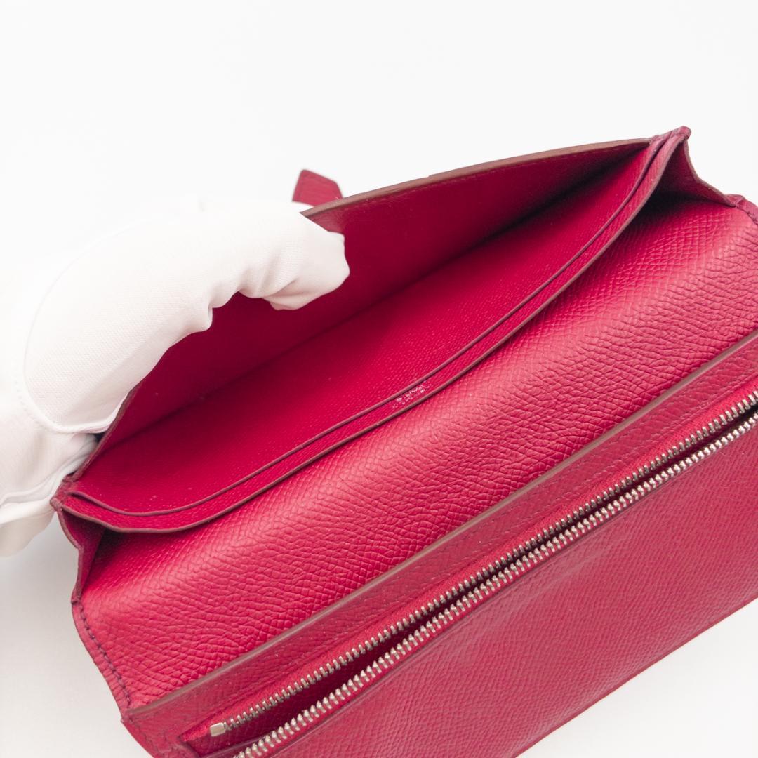HERMES エルメス ベアンスフレ ヴォーエプソン長財布 ボルドー 刻印□N