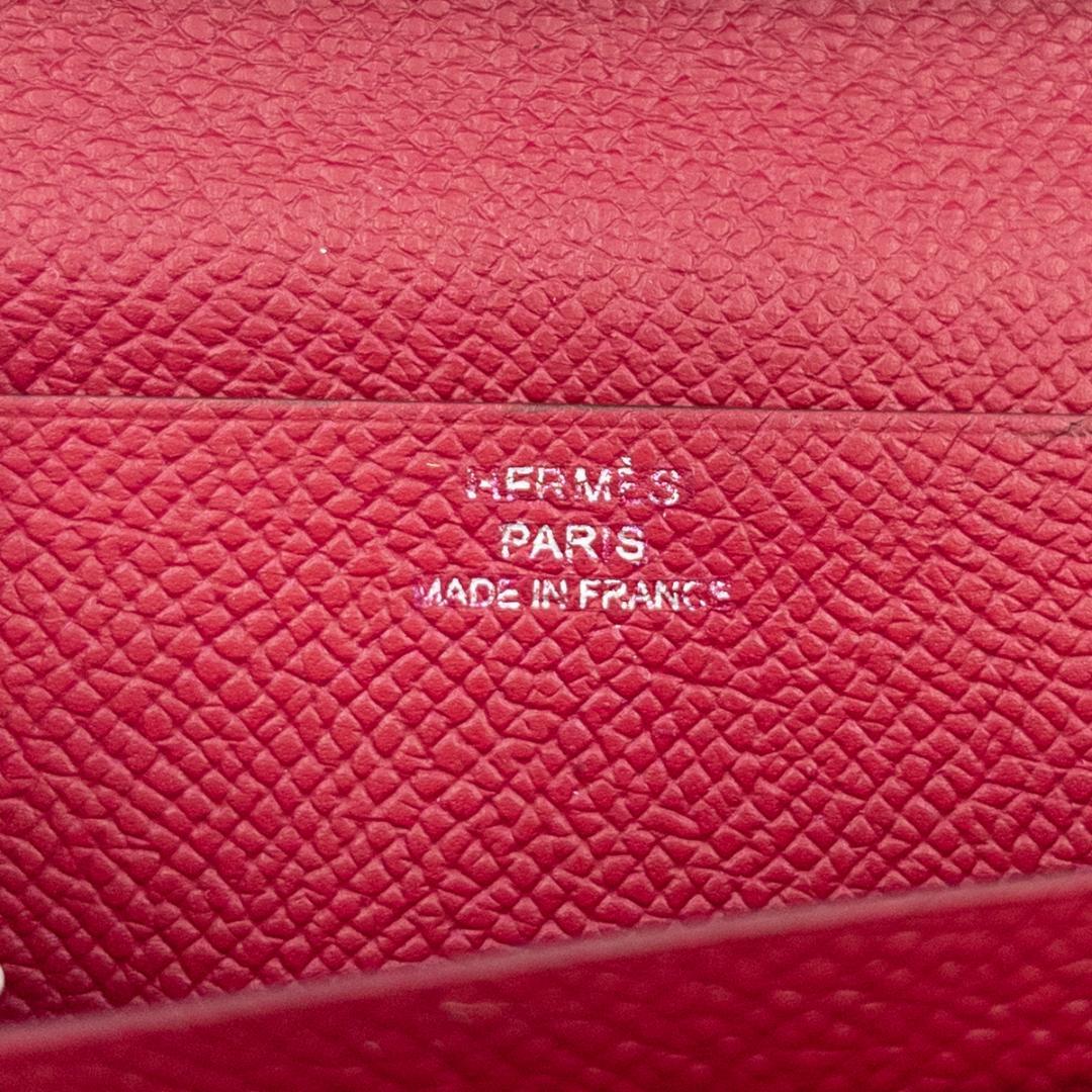 HERMES エルメス ベアンスフレ ヴォーエプソン長財布 ボルドー 刻印□N