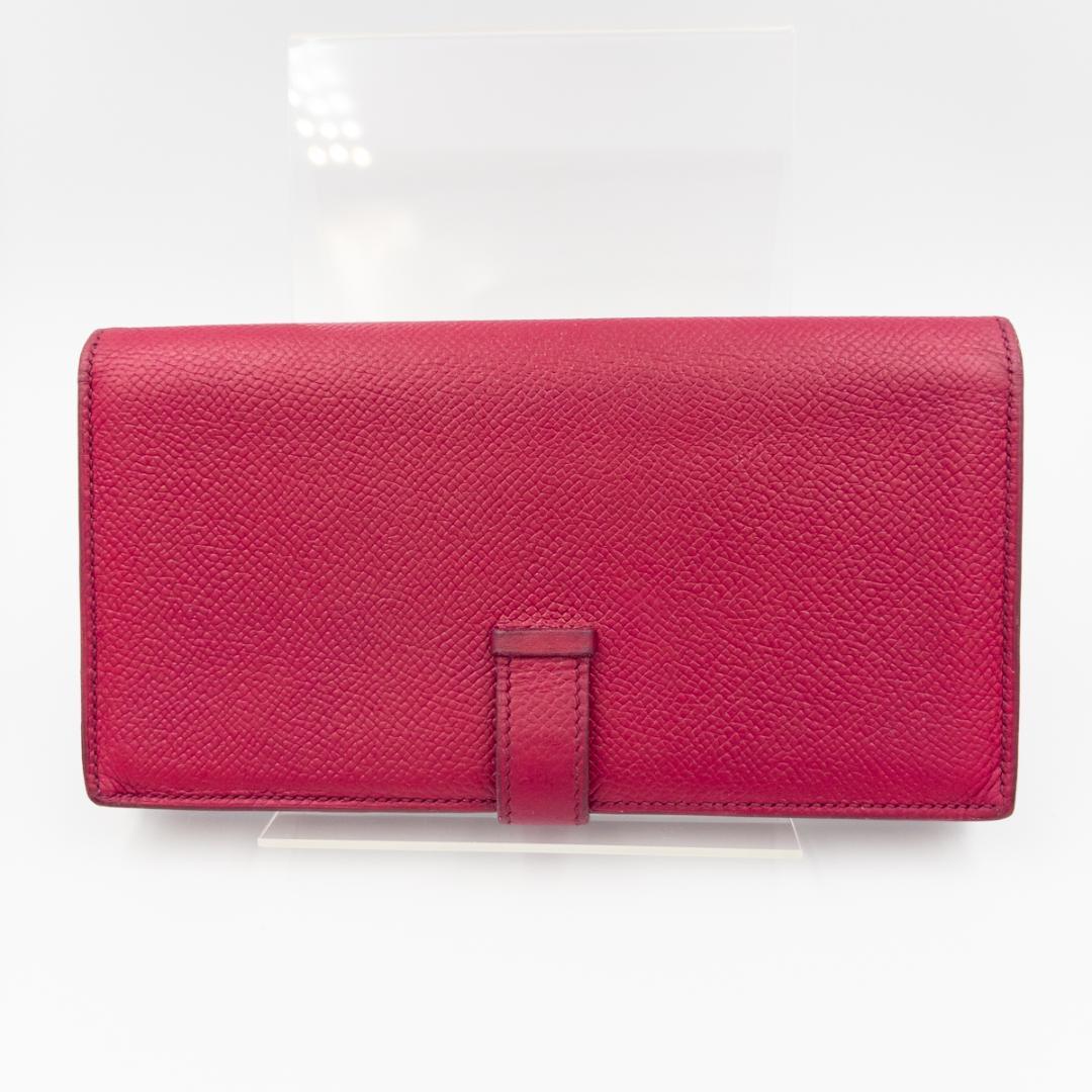 HERMES エルメス ベアンスフレ ヴォーエプソン長財布 ボルドー 刻印□N