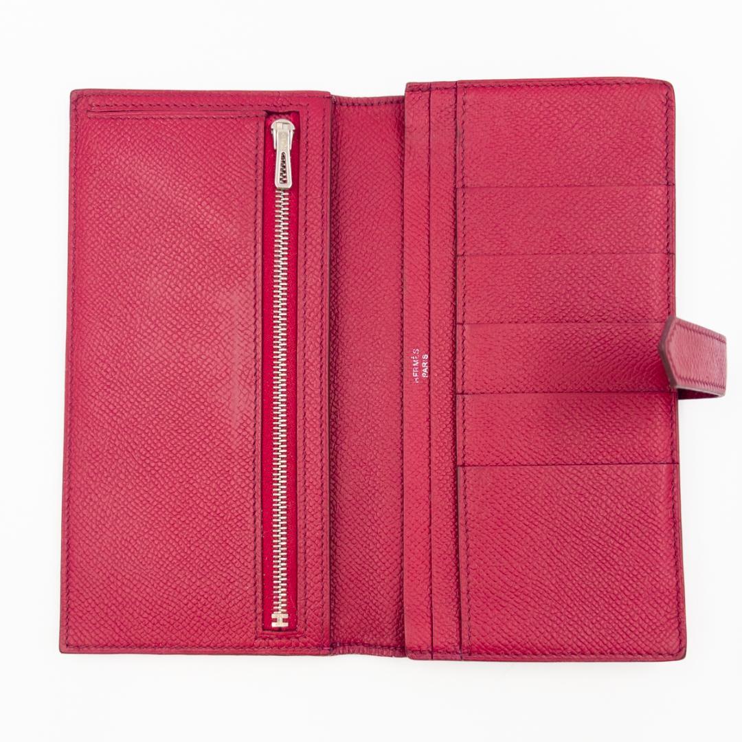 HERMES エルメス ベアンスフレ ヴォーエプソン長財布 ボルドー 刻印□N